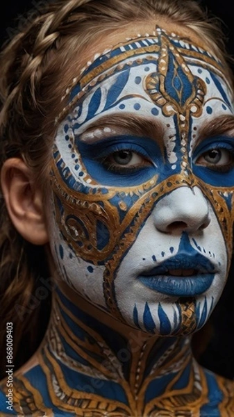 Obraz Artful Expression: Face Paint Portrait