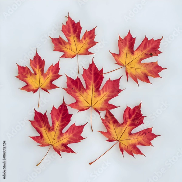 Obraz Bright red maple leaf on a white background