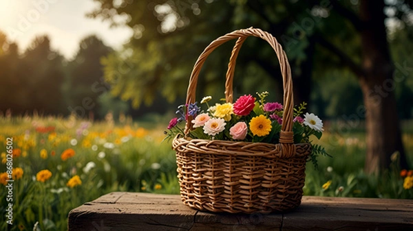 Obraz basket  and flowers