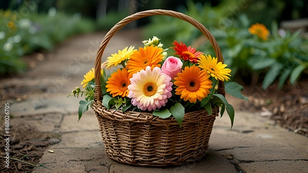Obraz basket  and flowers
