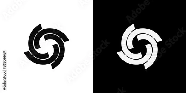 Obraz Spiral circle logo. Circular swirl twirl round black icon vector