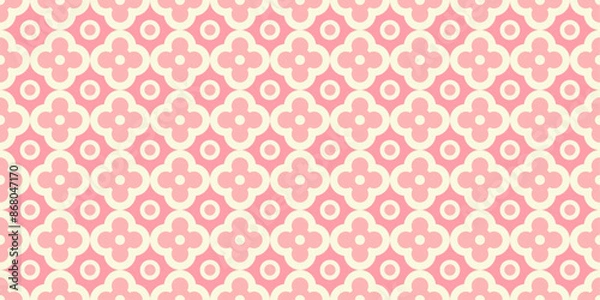 Fototapeta A pattern of pink and white circles and squares