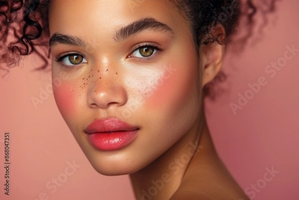 Fototapeta Close-Up Portrait of a Young Woman with Freckles