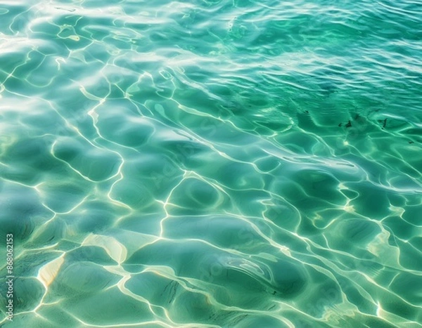 Obraz 透明な海の水中と水面の波紋テクスチャ写真	
