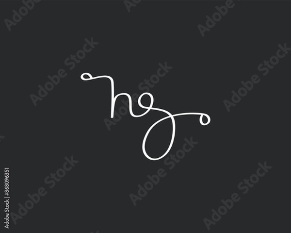 Fototapeta creative signature letter HG logo design vector template