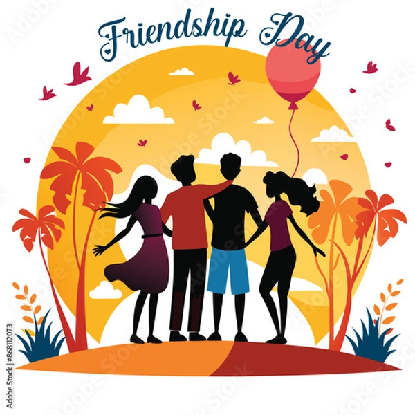 Fototapeta Happy Friendship Day abstract vector illustration design.