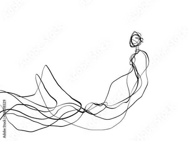 Obraz Journey of Healing: A Line Unfurling Over Time - A Minimalist Illustration Symbolizing Recovery and Renewal