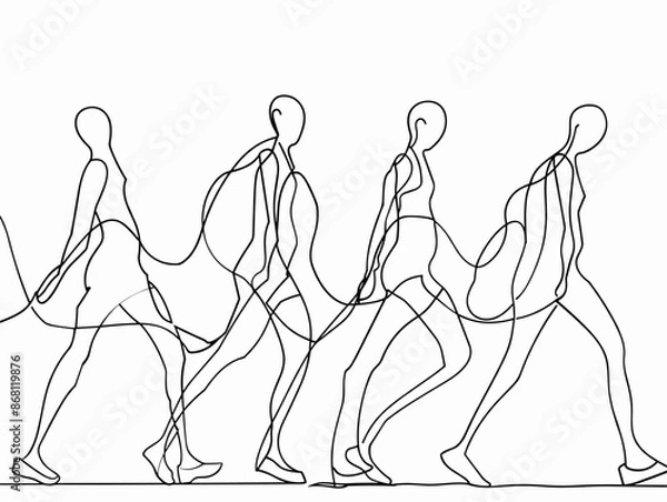 Obraz Single Line Drawing Illustrating Physical Therapy Movement: A Journey of Dedication and Rehabilitation