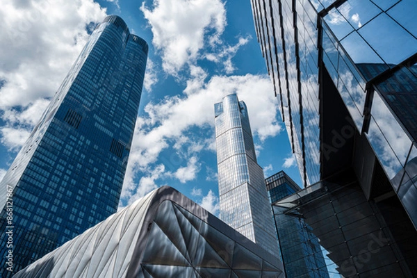Obraz New York modern office buildings with sky