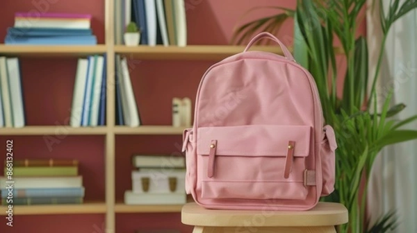 Fototapeta School backpack with books. Back to school. Illustration generated by ai