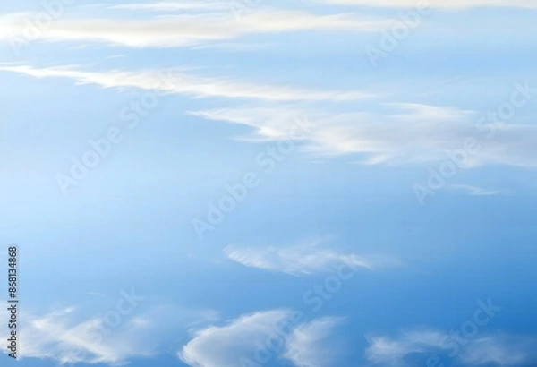 Obraz Blue sky with wispy clouds reflected in water,Clean Blue sky Background