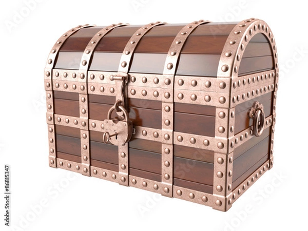Obraz Treasure chest on white background. 3D image