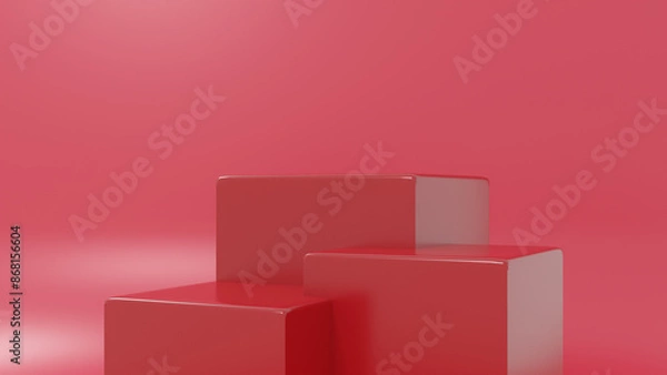 Fototapeta red and white cubes podium