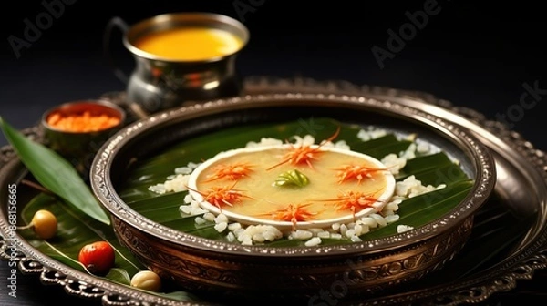 Fototapeta tomato soup with bread