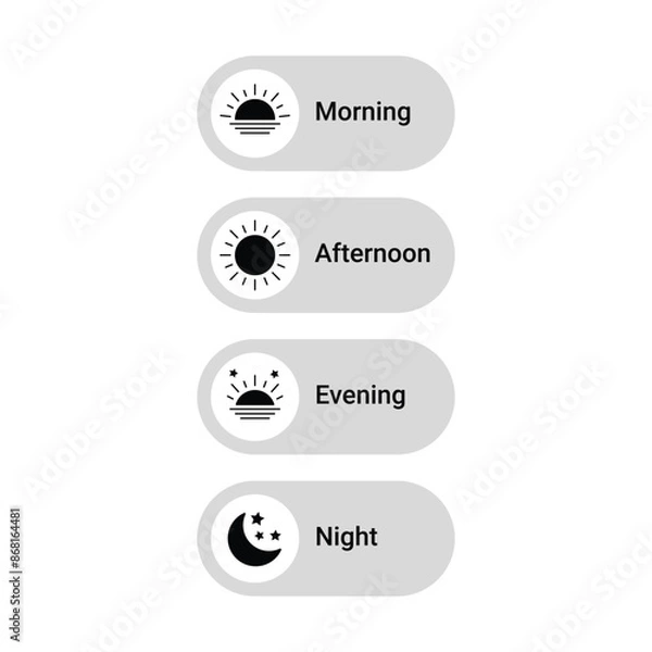 Fototapeta Morning, afternoon, evening and night mode button user interface background