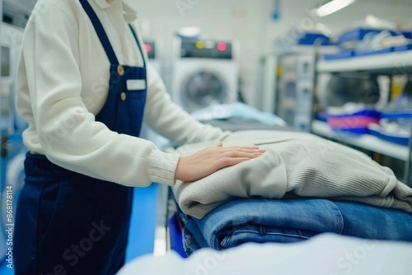 Obraz Working in dry-cleaning shop