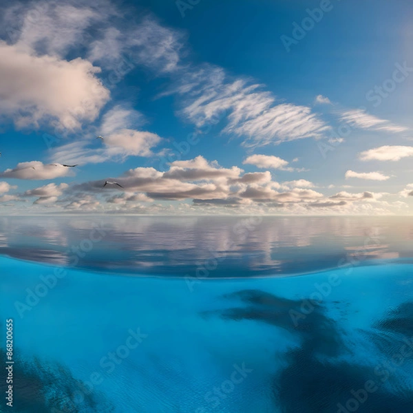 Obraz seascape with clouds and blue sky background