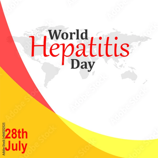 Fototapeta World Hepatitis Day, Red Liver, white background, World map in the background and patterns. Vector graphics on a white background