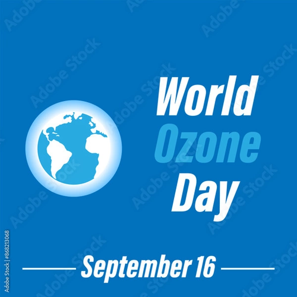 Fototapeta World Day for the Protection of the Earth's Protective Ozone Layer. Blue background and vector graphics