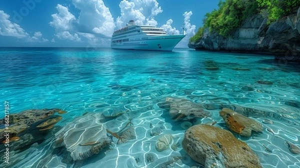 Fototapeta Cruise standind at the edge of the shore-2