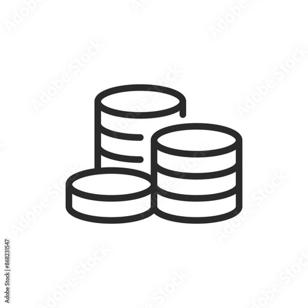 Fototapeta Stack of coins, linear style icon. Editable stroke width