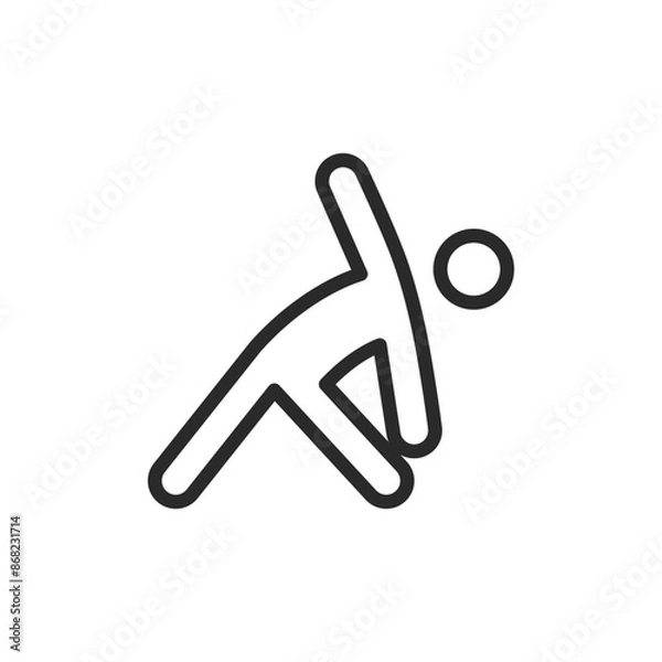 Fototapeta Person stretching, linear style icon. flexibility exercises and physical warm-up. Editable stroke width
