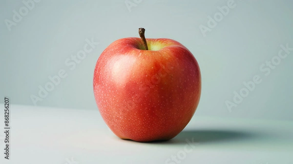Fototapeta Juicy delicious fresh apple on a gradient background. Autumn garden fruit, red apple, real apple isolated on gradient background.