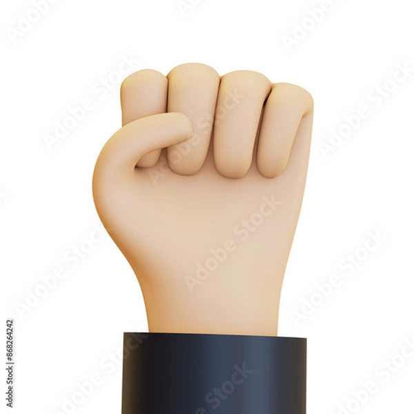 Fototapeta The image shows a detailed view of a hand with fingers crossed, possibly symbolizing hope or luck. 3D render illustration in cartoon style. Transparent background, isolation.