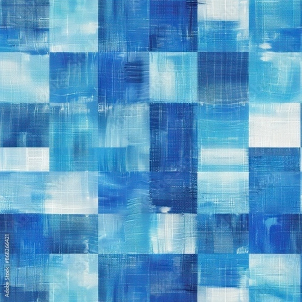 Fototapeta Blue Abstract Checkered Pattern Background, seamless

