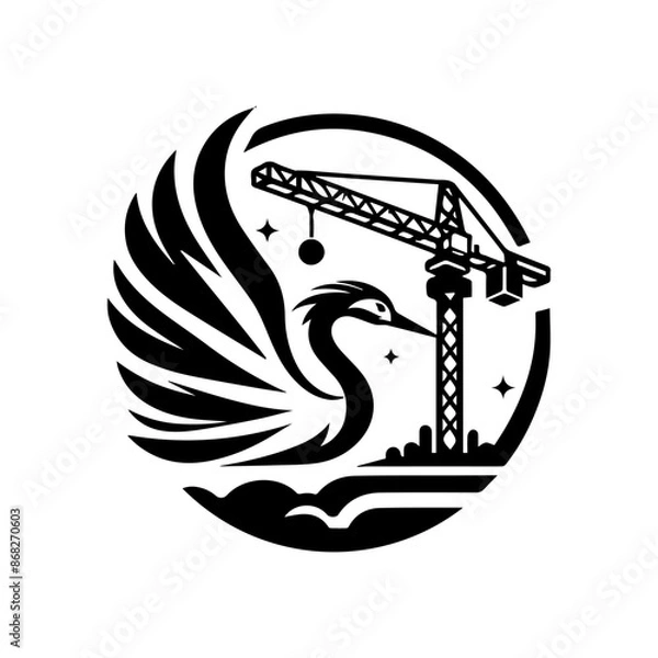 Obraz mobile crane logo design for construction