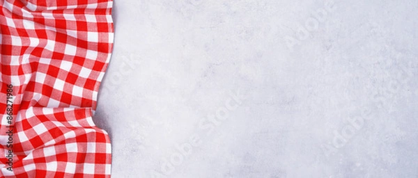 Fototapeta red white plaid tablecloth background