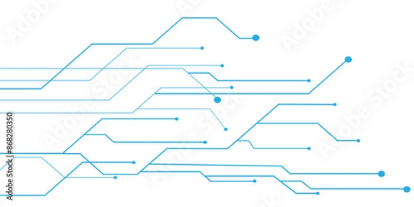 Fototapeta Vectors Technology blue circuit diagram. High-tech connection system on a white background.