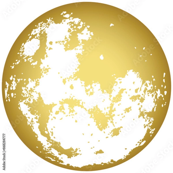 Fototapeta Golden Full Moon Vector Illustration, Moon Vector Art, Detailed Illustration, Realistic Isolated Planet, Gold Satellite Laser Cut File 