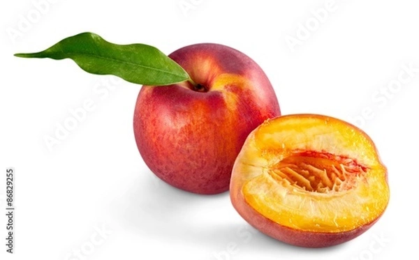 Fototapeta Peach, Fruit, Isolated.