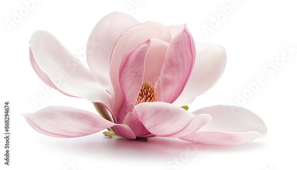 Fototapeta Pink magnolia flower isolated on white background with full depth of field
