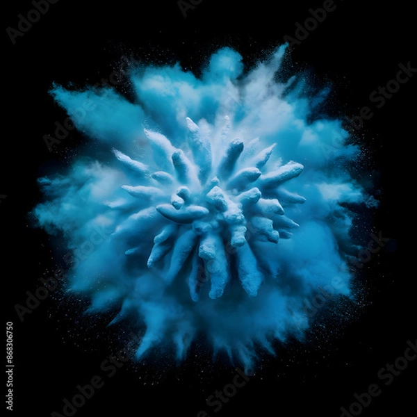 Obraz Colored powder explosion. Abstract closeup dust on backdrop. Colorful explode.