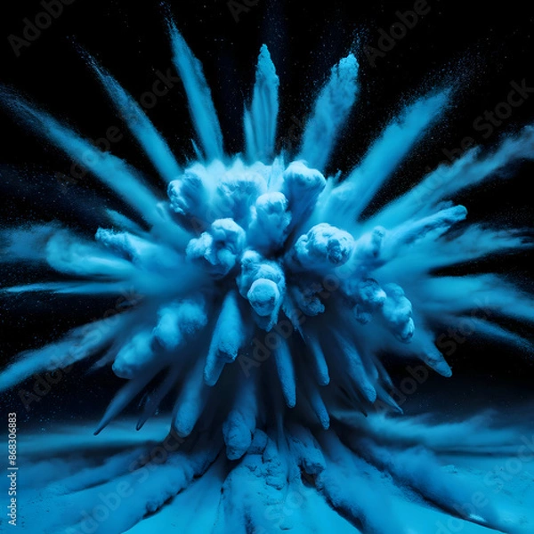 Obraz Colored powder explosion. Abstract closeup dust on backdrop. Colorful explode.