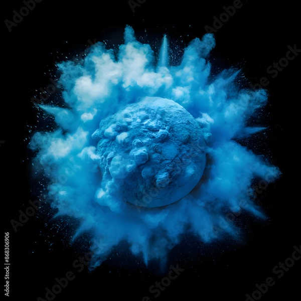 Obraz Colored powder explosion. Abstract closeup dust on backdrop. Colorful explode.