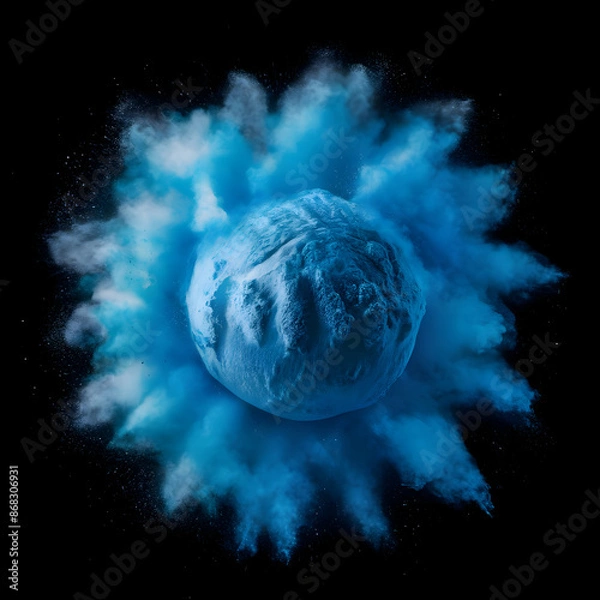 Obraz Colored powder explosion. Abstract closeup dust on backdrop. Colorful explode.