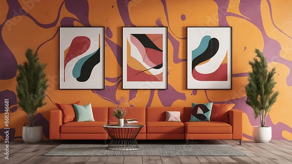 Fototapeta Set of border frame on wall abstract color 3d paper. Ai Generated.