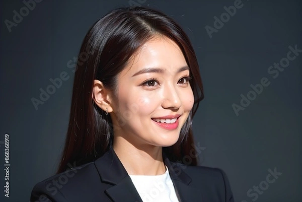 Obraz 顧客と商談中のキャリアウーマンの横顔