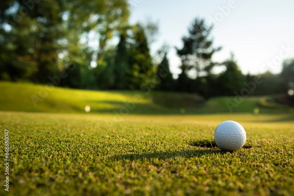 Obraz Golf course with ball and grass