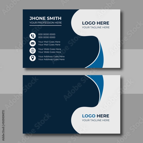 Fototapeta Double-sided creative unique business card vector design template. Business card for corporate business and personal use. Vector illustration design, Print ready,
