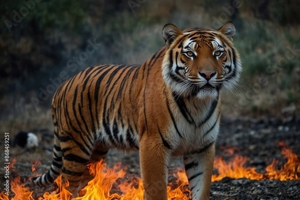 Fototapeta Tiger on Fire