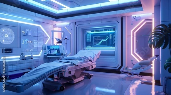 Obraz Modern hospital and communication network concept. Medical technology. MedTech.