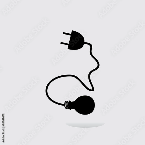 Fototapeta bulb with cable pin vector 