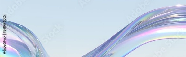 Fototapeta Holographic waves in pastel colors, ideal for sleek and modern digital backgrounds