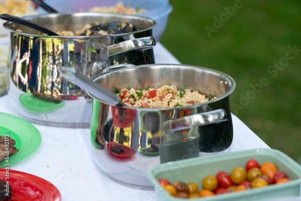 Obraz Outdoor Buffet with Fresh Salads