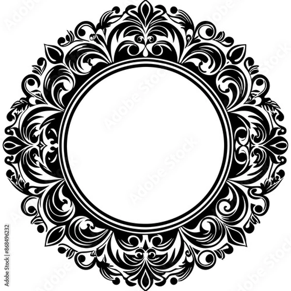 Fototapeta  black elegant oval frame with ornament