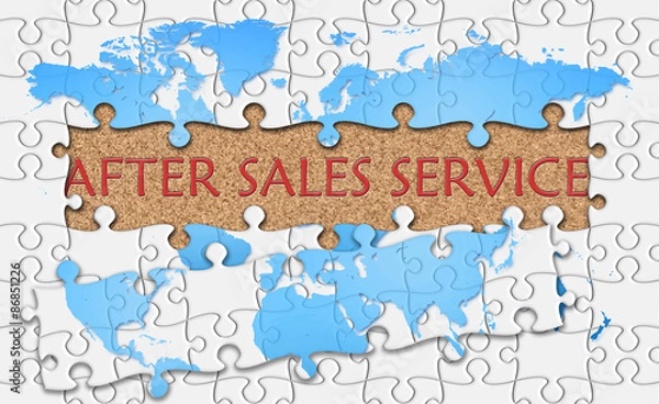 Fototapeta Jigsaw puzzle reveal  word after sales service